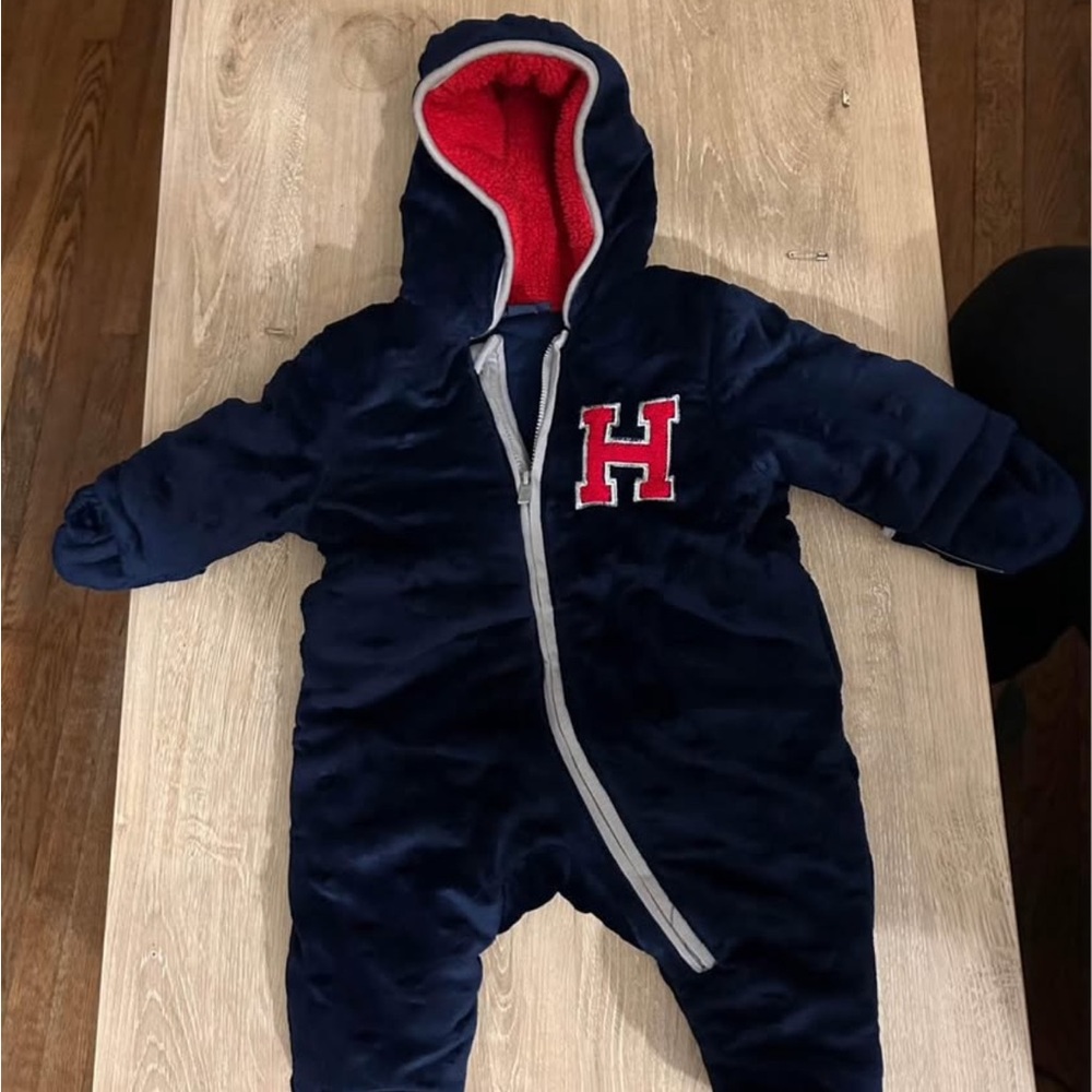 Tommy Hilfiger Navy and Red Baby Onesie